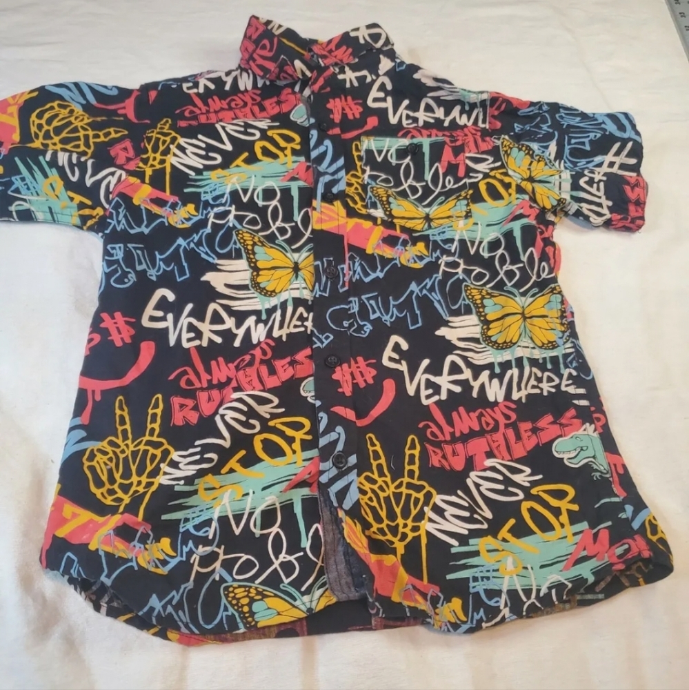 Eighty Eight Boys Shirt  size 8 All Over Print Skateboarding
